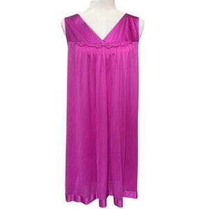 Vintage Vanity Fair Silky Nightgown Floral Purple Medium